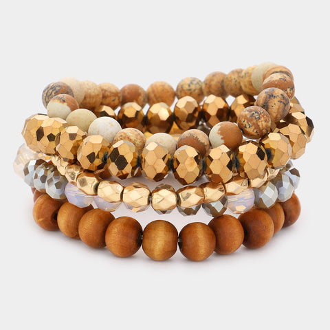 Fashion Brown Tone Bracelet Set of 5