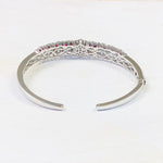 Genuine Ruby and c/z Stone Cuff Estate Bracelet