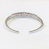Genuine Ruby and c/z Stone Cuff Estate Bracelet