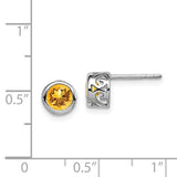 Sterling Silver November Citrine Round Stud Earrings