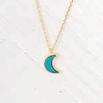 Gold Tone Turquoise Moon Necklace