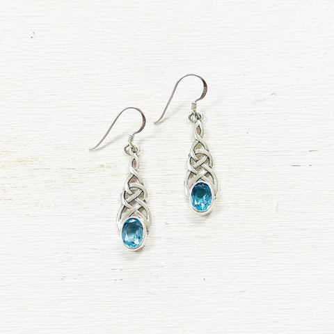 Sterling Silver Estate Blue Stone Earrings