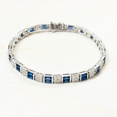 Sterling Silver Estate Bracelet w/ Synthetic Stones
