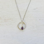 Sterling Silver February Hoop Necklace