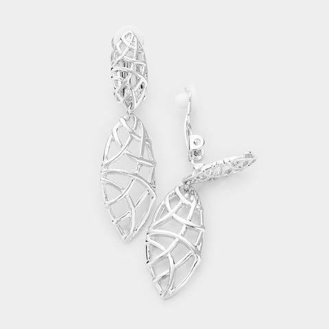Fashion Silver Tone Clip On Earrings