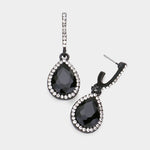 Fashion Black Stone Rhinestone Teardrop Earrings