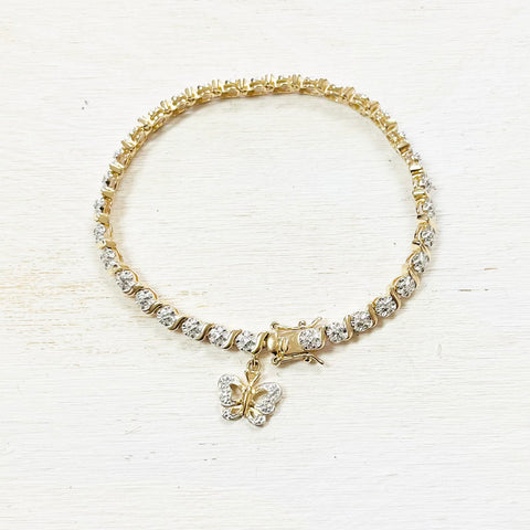 Sterling Silver and Gold Plated Bracelet w/ Butterfly Charm