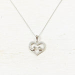Sterling Silver CZ Love Birds Heart Necklace