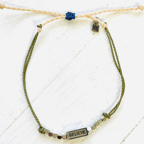 Good Works ‘Believe’ Green String Bracelet