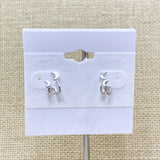 Silver Tone Fashion Huggie Studs