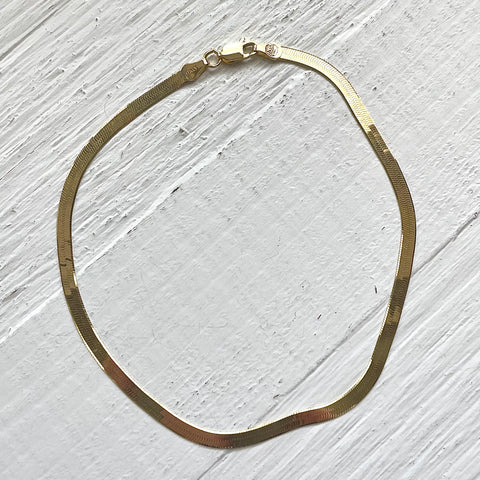 Sterling Silver Thick Anklet With Gold Plating