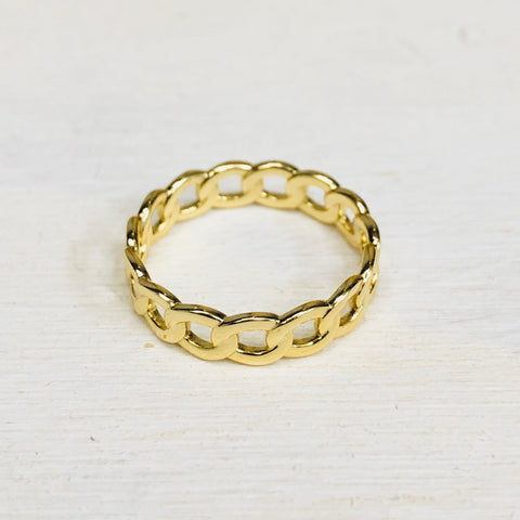 Gold Tone SS Link Ring