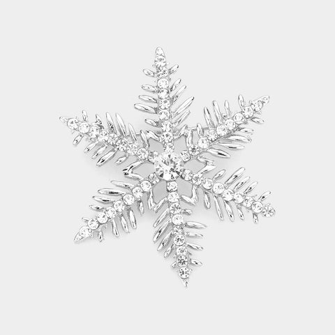 Fashion Rhinestone Snowflake Pin