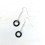 Sterling Silver Black Cosmic Ring Chain Earrings