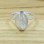 Sterling Silver Moonstone Oval Ring-Size 8