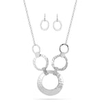 Fashion Silver Tone Hammered Necklace Set