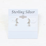SS Moon Stud with Star CZ Earrings