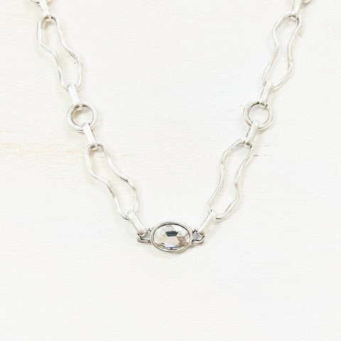 Fashion Clear Stone Abstract Long Necklace