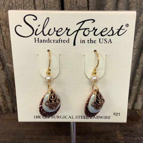 Teardrop Silver Forest Earrings