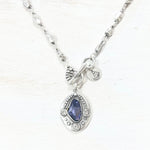 Fashion Purple Stone Pendant Toggle Necklace