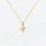 Sterling Silver Princess Collection Gold Plated CZ Cross Necklace