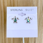 Sterling Silver Turtle Abalone Stud Earrings