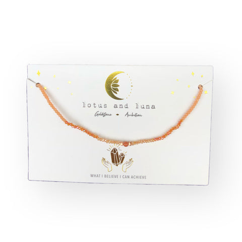 Lotus & Luna Crystal Stone Necklace - Ambition