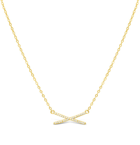 Gold Tone Sterling Silver XOXO Pave X Necklace