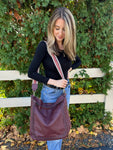 Wine Aris Hobo Bag with Embroidered Guitar Strap