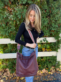 Wine Aris Hobo Bag with Embroidered Guitar Strap