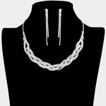 Fashion Silver Tone CZ Necklace and Earring Set