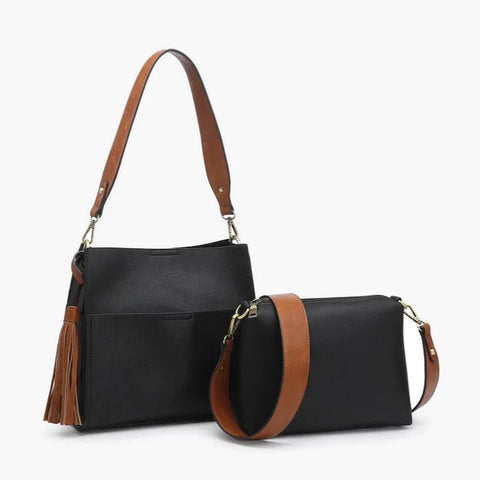Lyla Black & Brown Two-Tone Bucket Bag