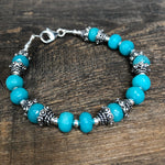 Sterling Silver Blue Jade Bracelet