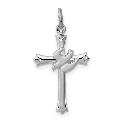 Sterling Silver Cross with Dove Pendant Necklace