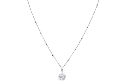 Silver Pave Disc Necklace