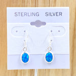 Sterling Silver Created Blue Opal Earrings