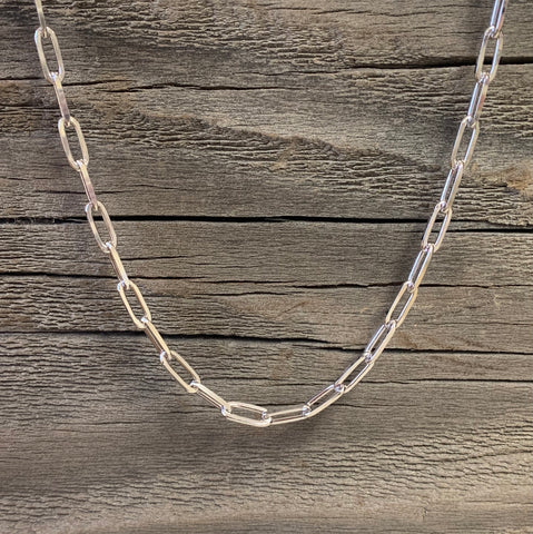 Sterling Silver Gold Tone Thick 20” Paper Clip Chain