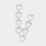 Fashion Silver Tone CZ Heart Dangle Earrings