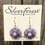 Silver and Amethyst Flower Earrings