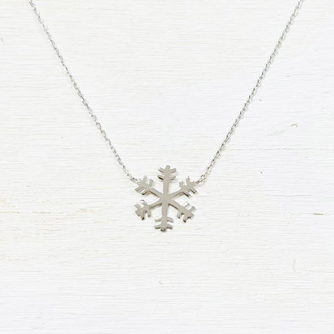 SS Snowflake Necklace 16-18”