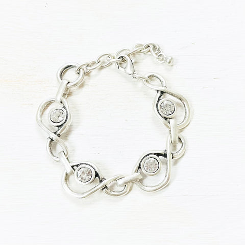 Fashion Silver w/ Clear Stones Bracelet