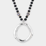 Fashion Hammered Circle Pendant Long Necklace