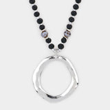 Fashion Hammered Circle Pendant Long Necklace