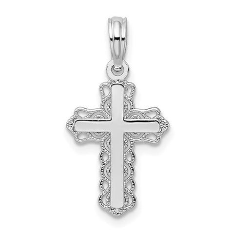 Sterling Silver Lace Trim Cross Pendant Necklace