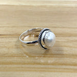Sterling Silver Pearl Ring with Twist
