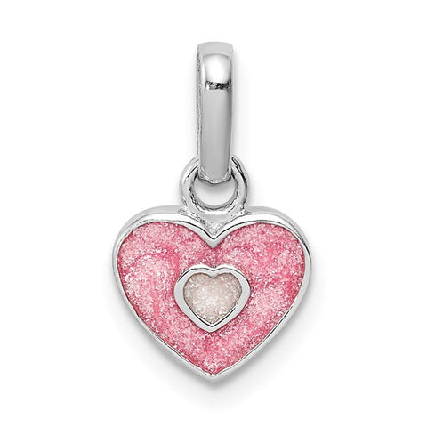 Princess Collection Sterling Silver Pink Double Heart Necklace