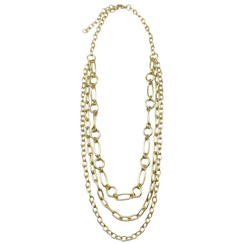 Anju Gold Chain Link 3 Layer Necklace