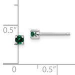 Sterling Silver May Created Emerald Stud Earrings