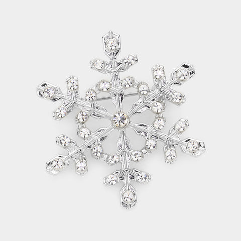 Fashion Rhinestone Snowflake Pin