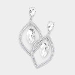 Fashion Silver Tone Rhinestone Dangle Earrings
